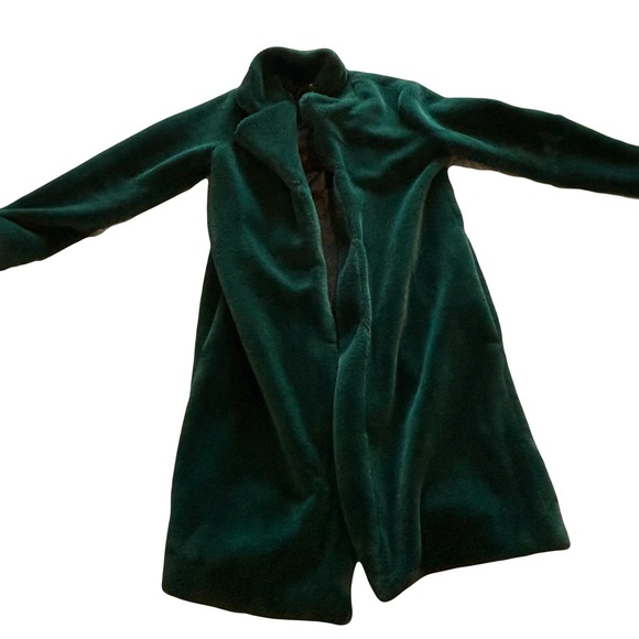 Jackets & Blazers - Emerald green faux fur coat from Rut & Circle